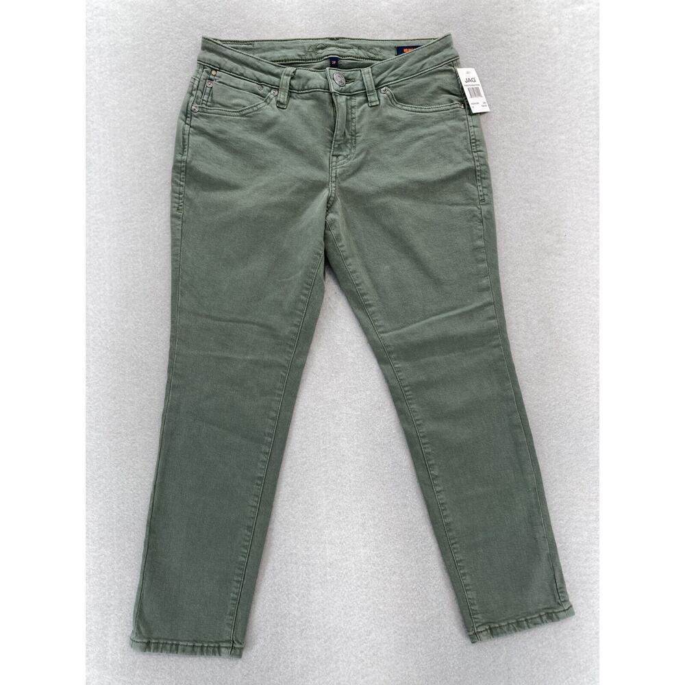 Jag Jeans Women's 2P Petite Penelope Slim Ankle Green Stretch Denim Mid Rise NWT